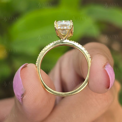 2.00 CT Radiant Cut Moissanite Hidden Halo Engagement Ring Half-Eternity Diamond Ring Gift Ring For Her