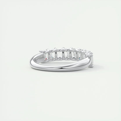 1.50 TCW EMERALD CUT HALF ETERNITY MOISSANITE BRIDAL WEDDING BAND