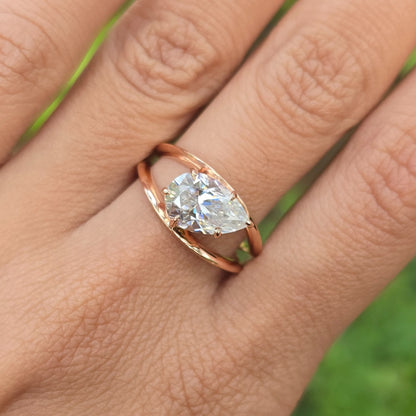 3.50 CT Split Shank Pear Cut Moissanite Engagement Ring Anniversary Ring Promise Ring Bridal Ring