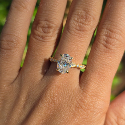 Unique 2.00 CT Oval Cut Art Deco Moissanite Engagement Ring Vintage Ring Celebrity Ring Proposal Ring