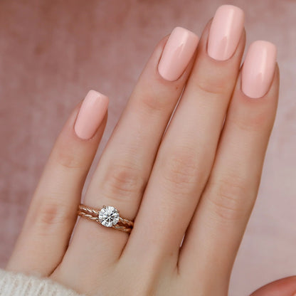 2.00 CT Round Brilliant Cut Moissanite Solitare Bridal Wedding Ring Set