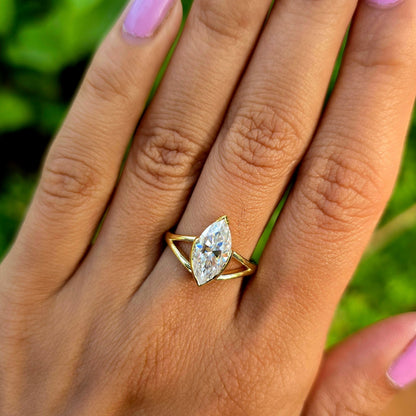 2.00 CT Marquise Cut Split Shank Moissanite Engagement Ring Wedding Gift Ring Anniversary Ring For Her