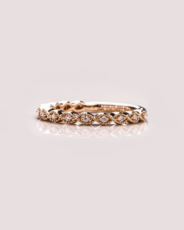 Art Deco Engagement Wedding Band 14K Rose Gold Anniversary Gifts