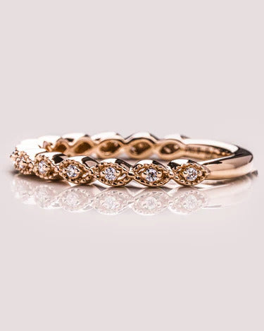 Art Deco Engagement Wedding Band 14K Rose Gold Anniversary Gifts