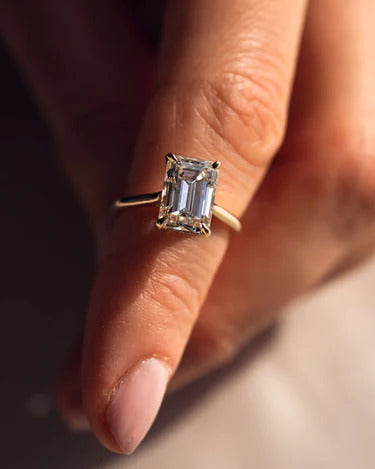 2.50 CT Emerald Cut Moissanite Engagement Ring