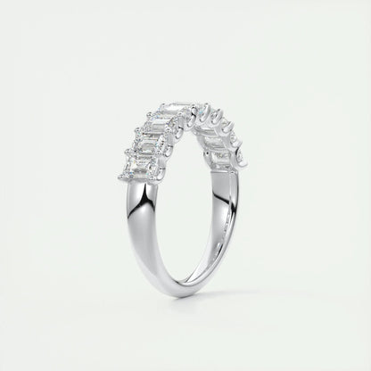 1.50 TCW EMERALD CUT HALF ETERNITY MOISSANITE BRIDAL WEDDING BAND