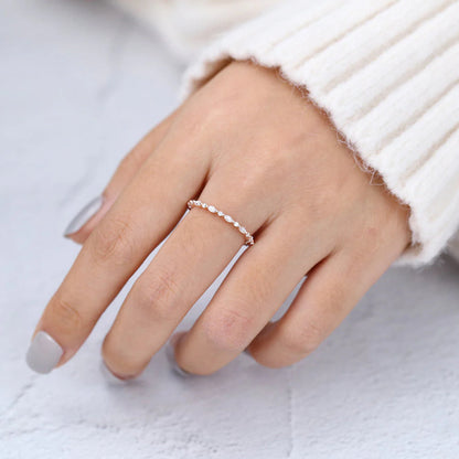 0.35 TCW Marquise & Round Shaped Moissanite Alternative Stone Wedding Band