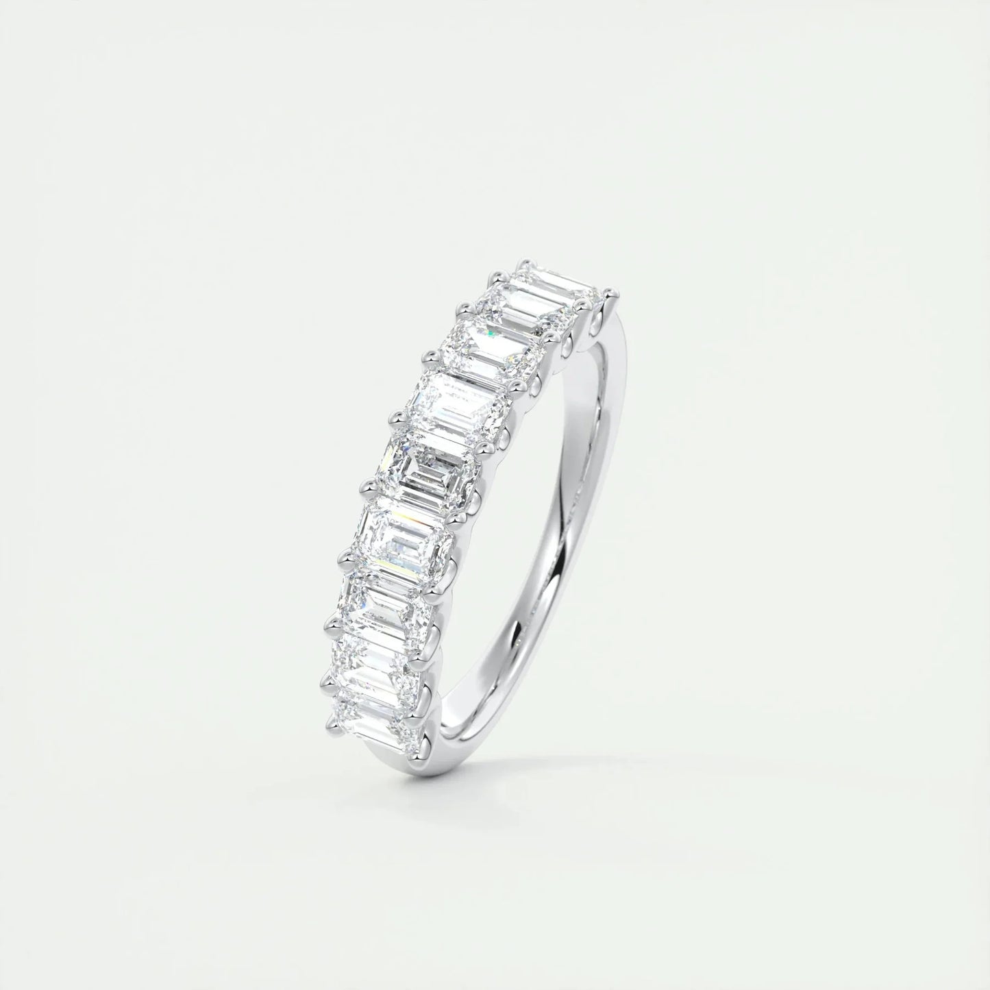 1.50 TCW EMERALD CUT HALF ETERNITY MOISSANITE BRIDAL WEDDING BAND