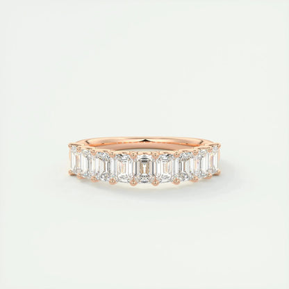1.50 TCW EMERALD CUT HALF ETERNITY MOISSANITE BRIDAL WEDDING BAND