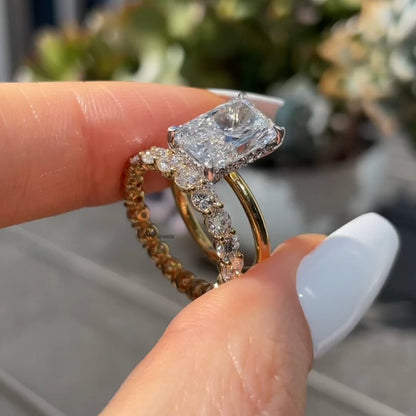 3.00 CT Radiant Cut Moissanite Bridal Wedding Ring Set