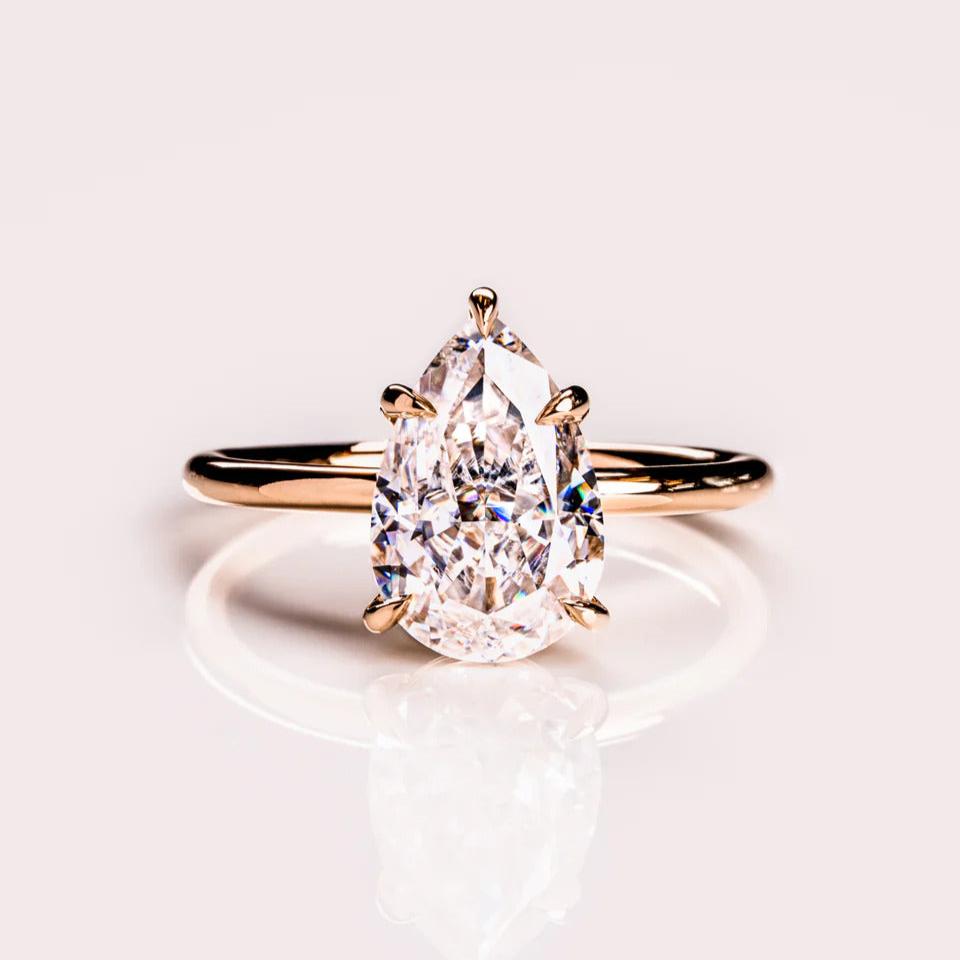 3.00 CT Pear Cut Moissanite Valentine Ring