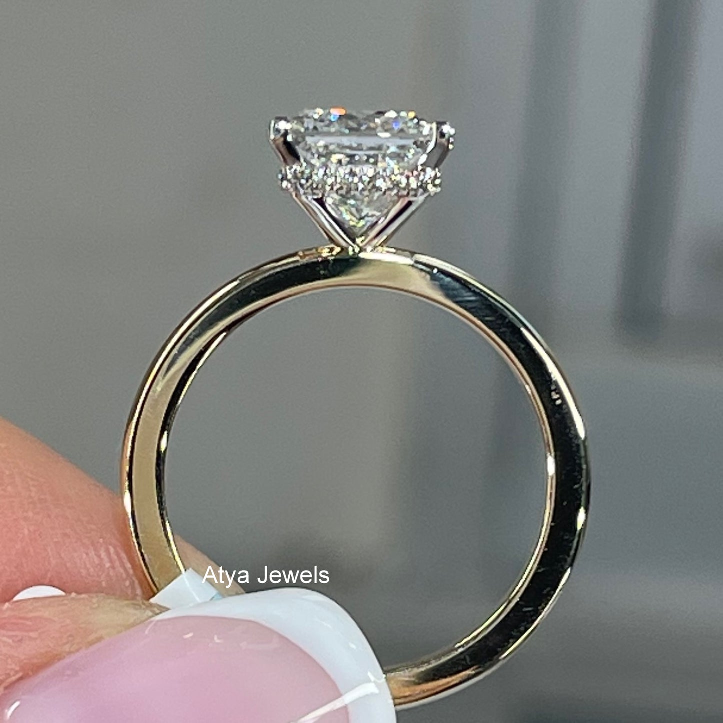 2.00 CT Princess Cut Lab Grown Diamond  Engagement Ring