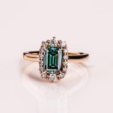 2.50 CT Emerald Cut Moissanite Engagement Ring