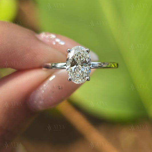 1.25 CT Oval Cut Moissanite Engagement Ring Dainty Ring Minimalist Ring Promise Ring Bridal Ring Set