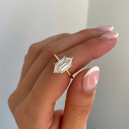 2.50 CT Hexagon Cut Moissanite Anniversary Ring