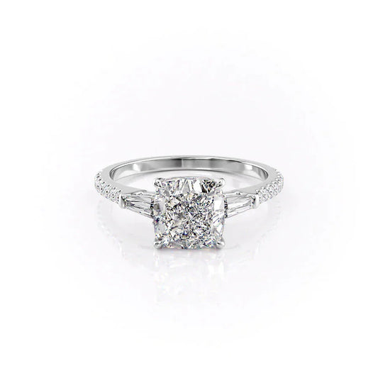 2.00 CT Cushion Cut Three Stone Moissanite Engagement Ring