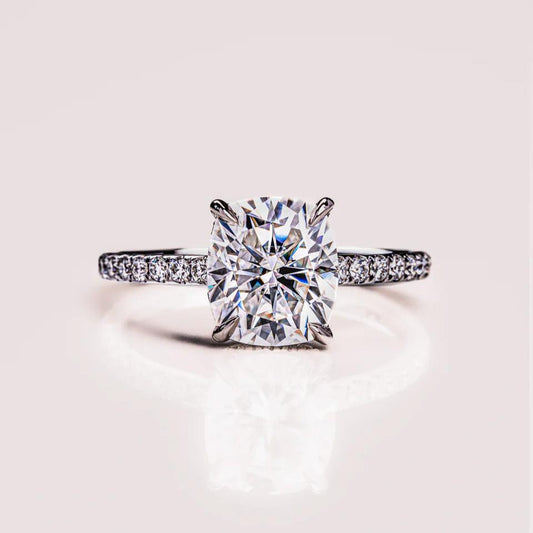 2.00 CT Cushion Cut Moissanite Engagement Ring