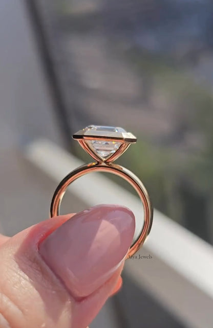 3.00 CT Asscher Cut Moissanite Anniversary Ring