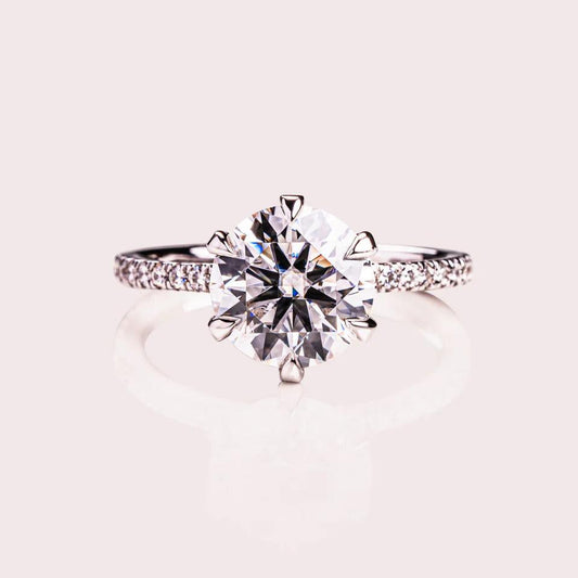 3.00 CT Round Cut Moissanite Engagement Ring