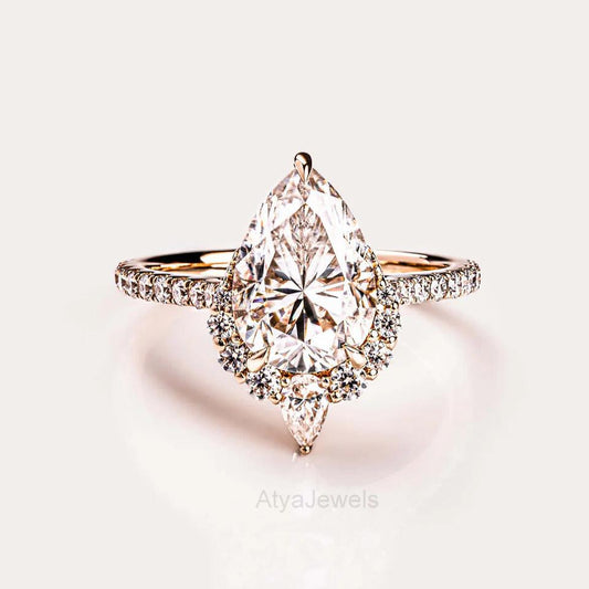 2.50 CT Pear Cut Moissanite Bridal Wedding Ring