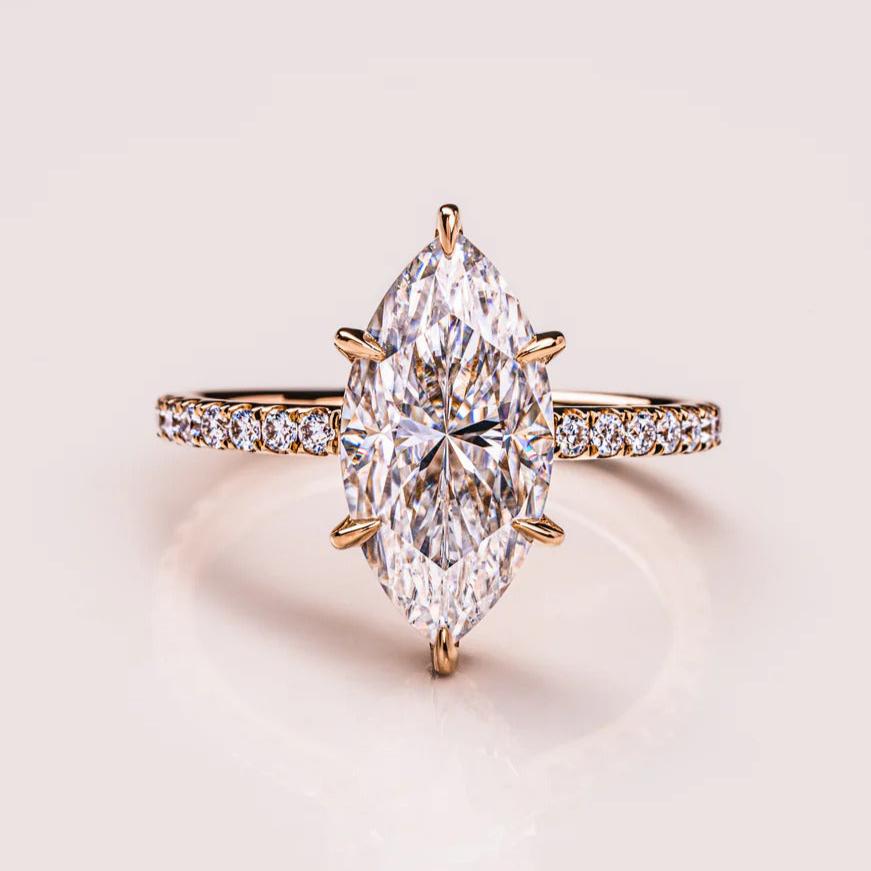 1.50 CT Marquise Cut Moissanite Engagement Ring