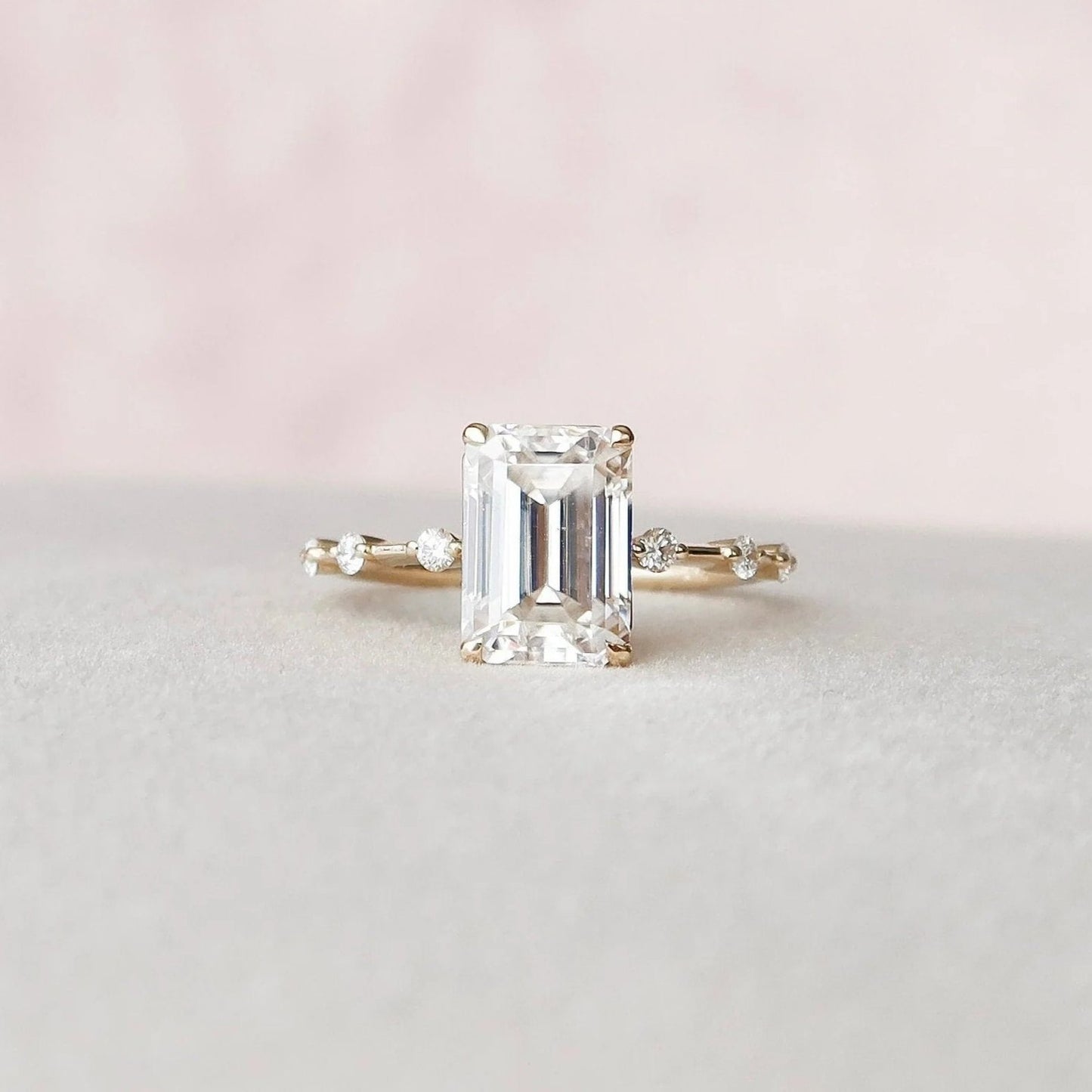 4.00 CT Emerald Cut Moissanite Engagement Ring