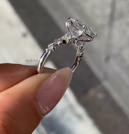 2.00 Ct Asscher Cut Moissanite Anniversary Ring