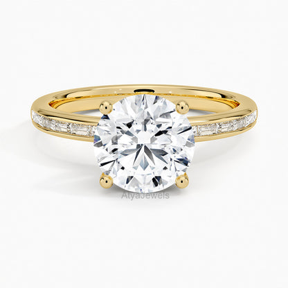 2.00 CT Round Cut Bezel Set Lab Grown Diamond Ring For Women