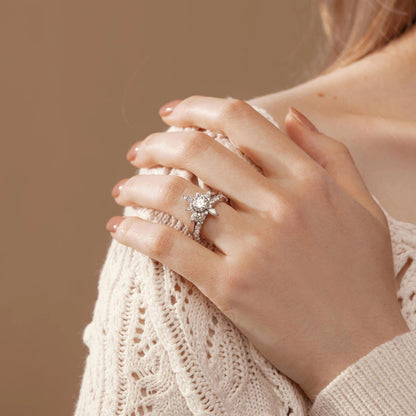 1.50 CT Round Cut Moissanite Wedding Bridal Ring Set