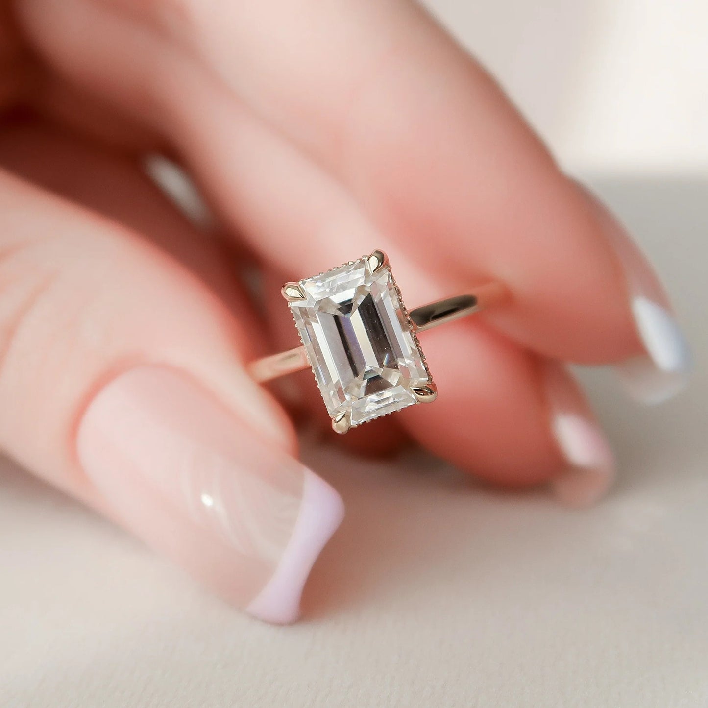 4.00 CT Emerald Cut Moissanite Engagement Ring