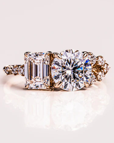 2.00 TCW Emerald Cut And Round Cut Moissanite Wedding Ring