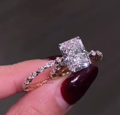 3.50 CT Radiant Cut Moissanite Bridal Wedding Ring Set