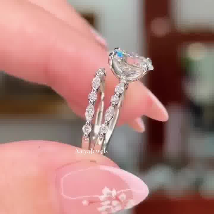 2.50 CT Oval Cut Moissanite Bridal Wedding Ring Set