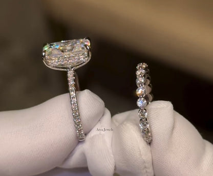 2.50 CT Radiant Cut Moissanite Bridal Wedding Ring Set
