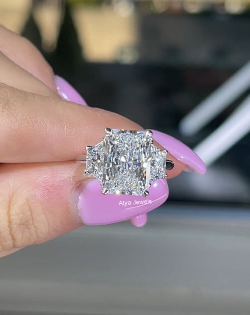 3.50 CT Radiant Cut Lab Grown Diamond  Engagement Ring