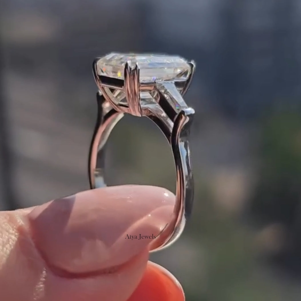 2.50 CT Emerald Cut Moissanite Engagement Ring