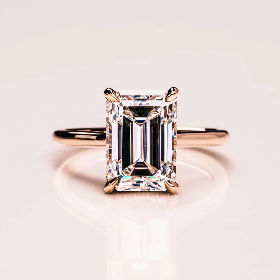 2.50 CT Emerald Cut Moissanite Engagement Ring