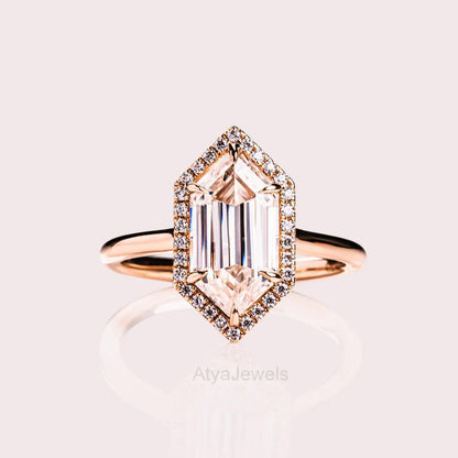 2.50 CT Hexagon Cut Moissanite Valentine Ring