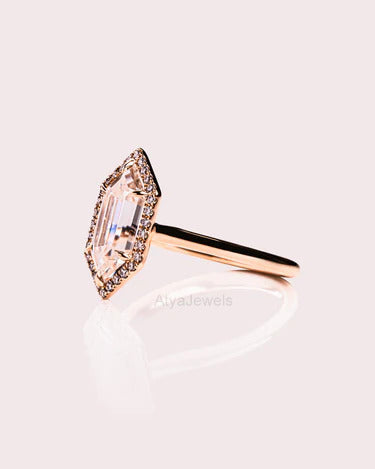 2.50 CT Hexagon Cut Moissanite Valentine Ring