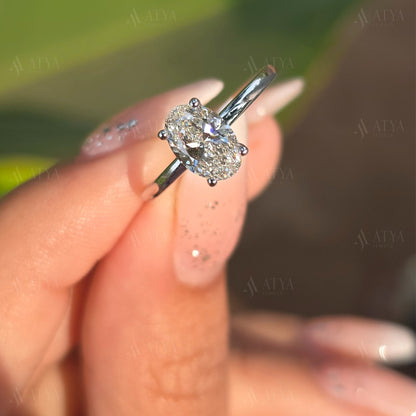 1.25 CT Oval Cut Moissanite Engagement Ring Dainty Ring Minimalist Ring Promise Ring Bridal Ring Set