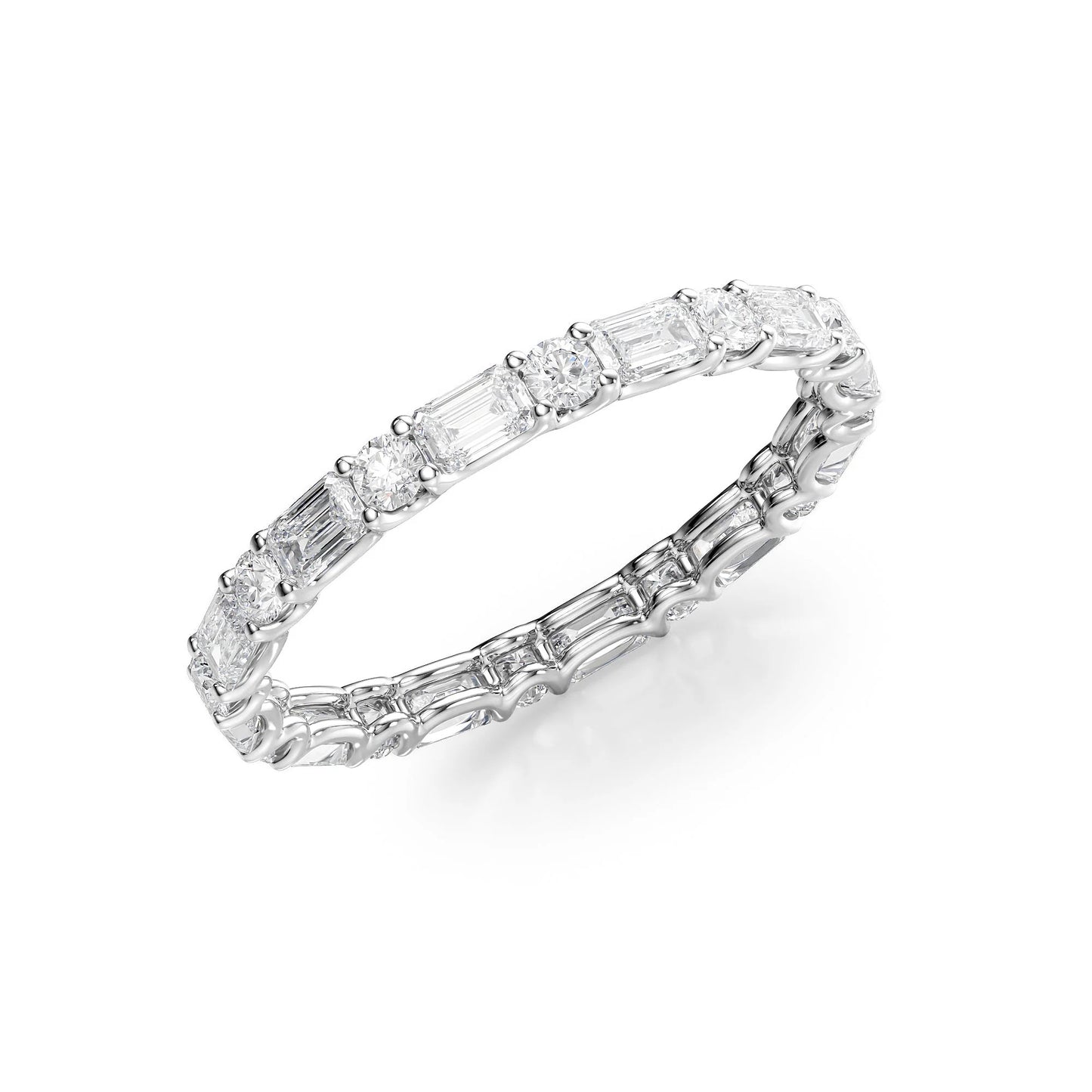 2.00 TCW Round And Emerald Cut Moissanite Wedding Band