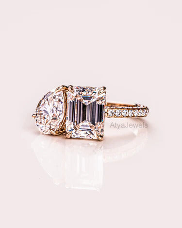 5.50 TCW Pear & Emerald Cut Moissanite Wedding Ring