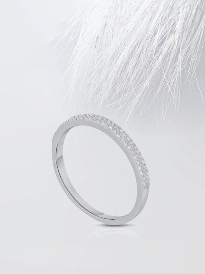 0.40 TCW Round Cut Moissanite Double Row Diamond Wedding Band