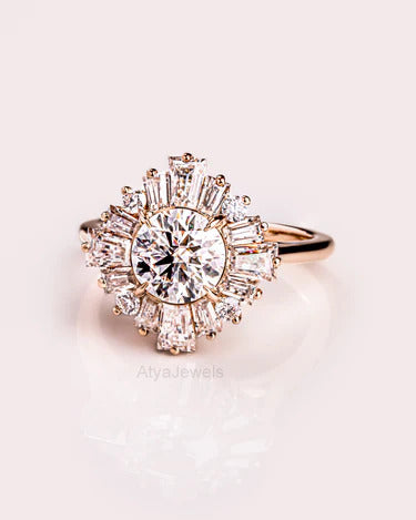 1.50 CT Round Cut Moissanite Wedding Ring