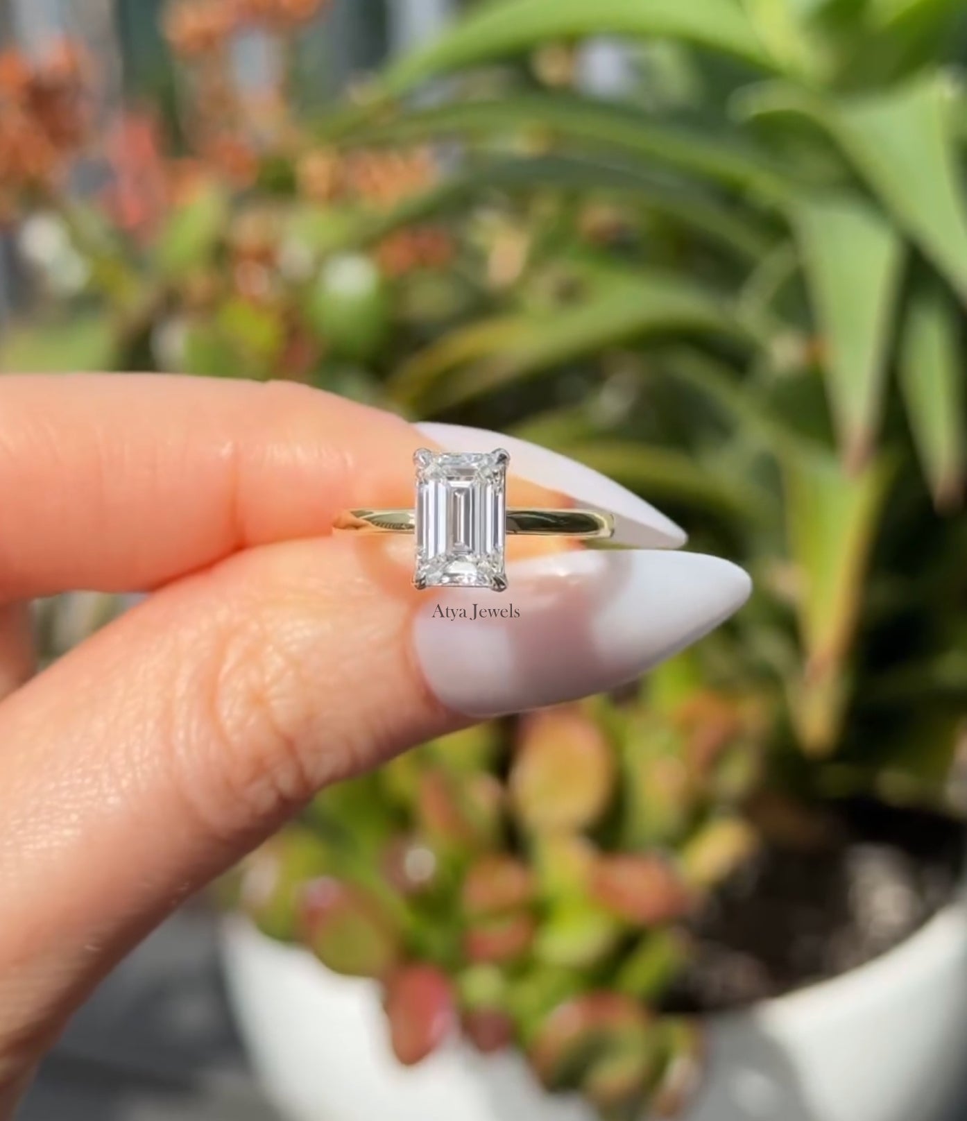 3.00 CT Emerald Cut Moissanite Valentine Ring