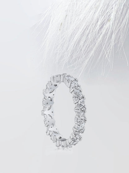 2.50 TCW MARQUISE & ROUND CUT MOISSANITE FULL ETERNITY DIAMOND WEDDING BAND