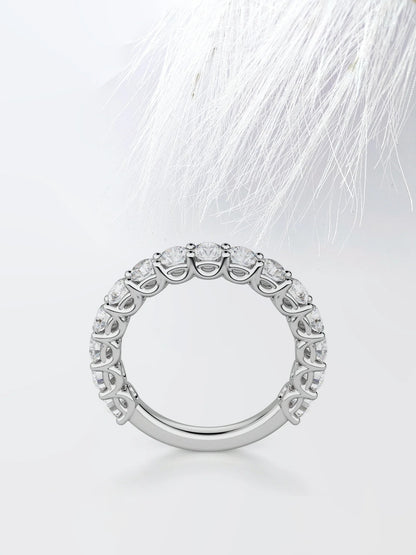 1.00 TCW Round Cut Moissanite Scallop Diamond Wedding Band for Women