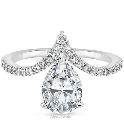 2.00 CT Pear Cut Lab Grown Diamond Engagement Ring