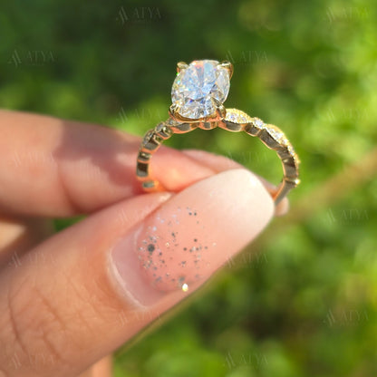Unique 2.00 CT Oval Cut Art Deco Moissanite Engagement Ring Vintage Ring Celebrity Ring Proposal Ring