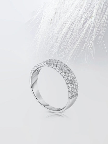 1.00 TCW Round Cut Moissanite Four Row Diamond Wedding Band